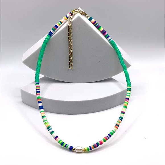 NEW…Heishi Beaded With Freshwater Pearl Necklace - Picture 8 of 12
